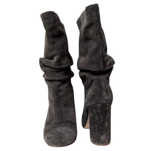 SPLENDID Phyllis Gray Suede Leather Mid-Calf High Heel Boots 7.5 - Picture 2 of 11